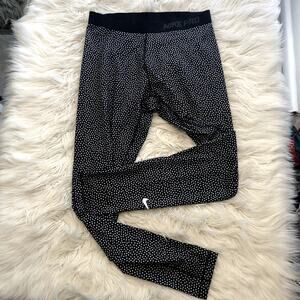 Nike Pro dri-fit leggings, black/white Polka Dot, size large, L